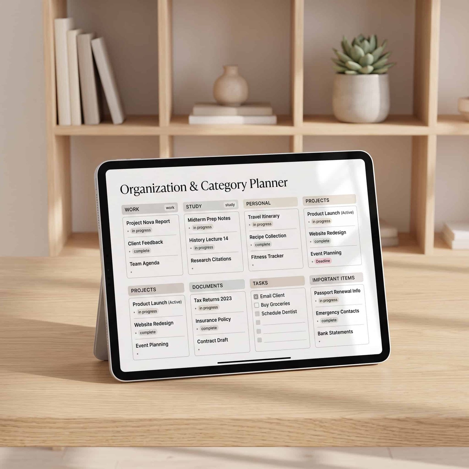 Organization & Category Planner