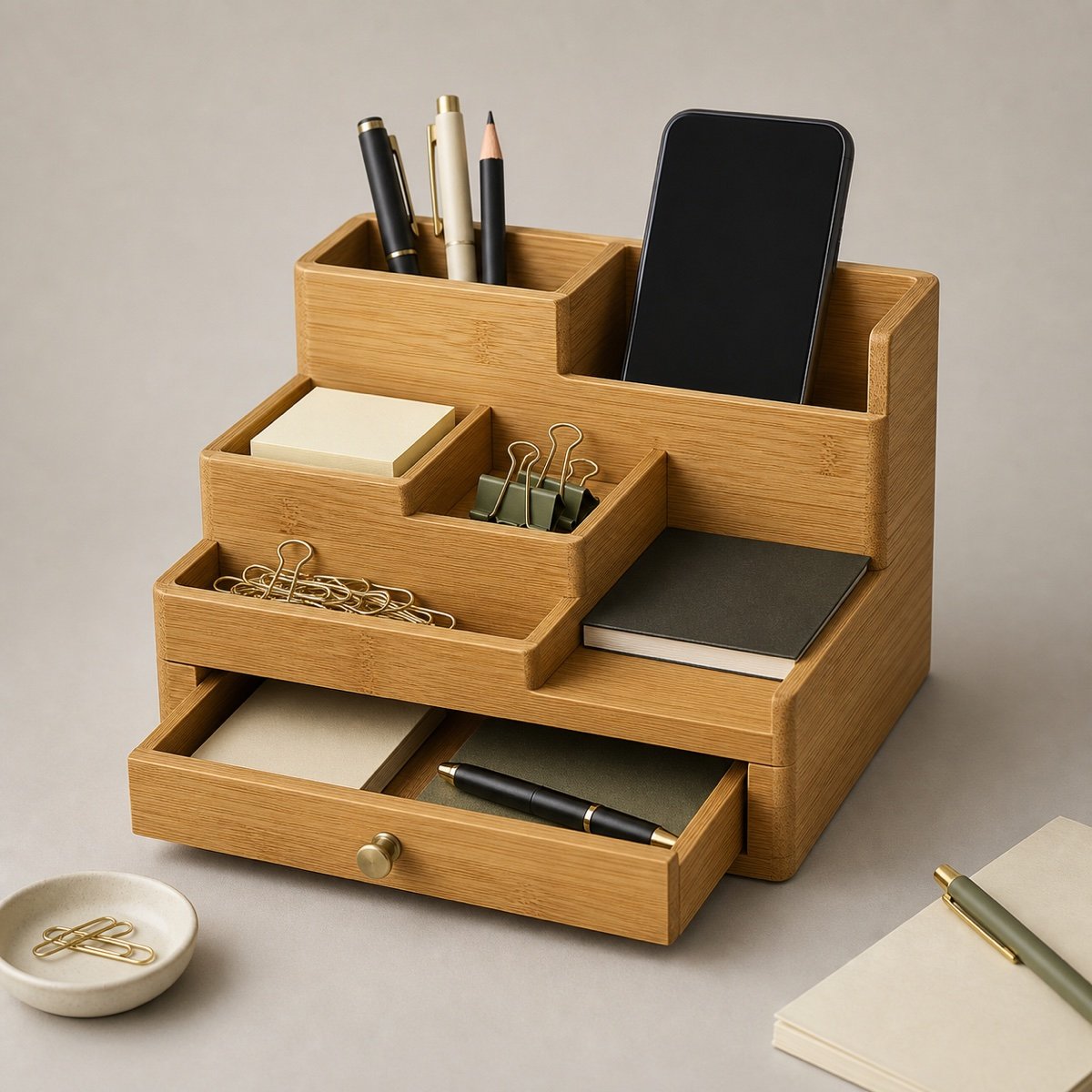Modular Bamboo Desk Organizer product image